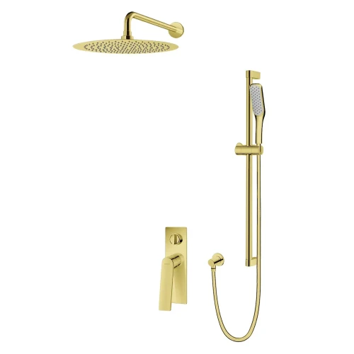 Vedo Desso Oro zestaw natryskowy podtynkowy z relingiem i deszczownicą 25cm kolor złoty PVD VBD4224/25/ZL