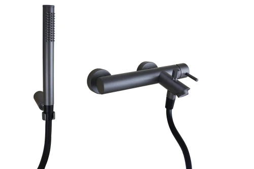 Paffoni LIGHT bateria wannowa ścienna z kompletem natryskowym, kolor grafit LIG023MG