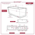 Corsan Intero wanna wolnostojąca narożna 170x73 cm wersja prawa, korek klik-klak złoty E230XLPGL rysunek techniczny