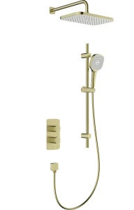 KFA Armatura Malaga zestaw natryskowy termostatyczny z drążkiem   PVD, kolor złoty szczotkowany (Brushed gold) 5759-301-31