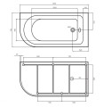 AD Naturalnie Upsala Uni wanna narożna 150cm, prawa kolor biały AWW-009-150NPP-P rysunek techniczny