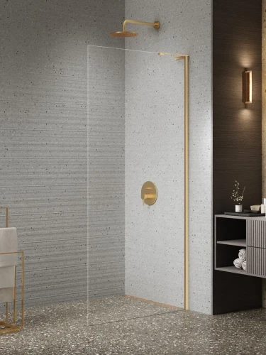 New Trendy Nesta kabina walk-in 70x200 cm, wspornik kątowy "L" kolor złoty szczotkowany (Gold Brushed ) K-1738-WL