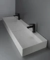 Deante Blur umywalka nablatowa granitowa z maskownicą 120 cm, kolor alabaster (biały) CQB_AU2S aranżacja