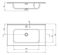 Deante Tubo umywalka wpuszczana w blat 80 cm, kolor biały CTU_6U8W  rysunek techniczny
