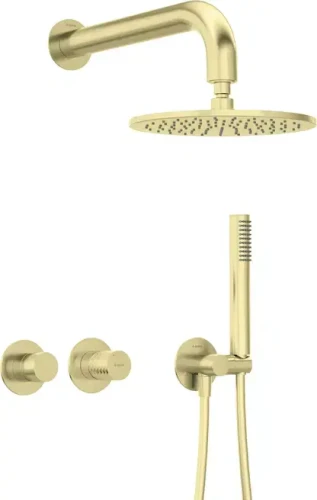 Deante Silia Hexa zestaw prysznicowy podtynkowy z deszczownicą (układ poziomy), kolor złoty szczotkowany NHS_R0YK