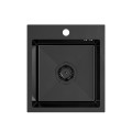 Quadron Luke 90 zlewozmywak stalowy 400x450mm z syfonem, 1 komorowy bez ociekacza +bateria kuchenna z elastyczną wylewką kolor black metal ZH4045PVDBLM_3323503PVDBLM