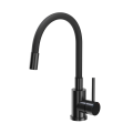 Quadron Luke 90 zlewozmywak stalowy 400x450mm z syfonem, 1 komorowy bez ociekacza +bateria kuchenna z elastyczną wylewką kolor black metal ZH4045PVDBLM_3323503PVDBLM