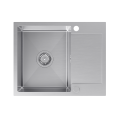 Quadron Luke 116 zlewozmywak stalowy 600x480mm z syfonem, 1 komorowy z ociekaczem +bateria kuchenna z elastyczną wylewką ZH6048BS_3323503BL
