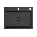 Quadron Luke 110 Workstation zlewozmywak stalowy 580x450mm z syfonem, 1 komorowy bez ociekacza +bateria kuchenna z elastyczną wylewką kolor black metal + Qmata + Wkładka + Dozownik + Deska ZH5845PVDBLM_3323503PVDBLM