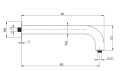 Deante Silia ramię prysznicowe ścienne 380 mm, kolor brąz szczotkowany NQS_C41K rysunek techniczny
