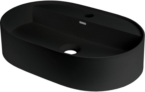 Deante Silia umywalka nablatowa granitowa z otworem na baterię 55x35 cm, kolor czarny mat (nero) CQS_NU6B