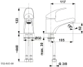 Kfa Baryt bateria umywalkowa stojąca, kolor chrom 552-815-00  rysunek techniczny