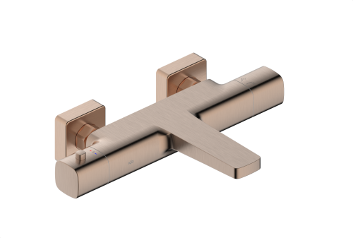 Kfa Armatura Malaga Brushed Rose Gold bateria wannowa termostatyczna ścienna kolor czerwony złoty szczotkowany PVD  5754-010-34
