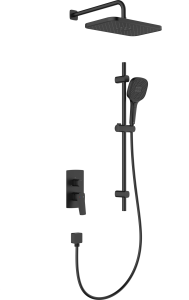 Kfa Armatura Malaga Black zestaw natryskowy podtynkowy z drążkiem, kolor czarny mat (Black)  4529-301-81