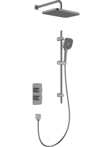 Kfa Armatura Malaga Gun Metal Grey zestaw natryskowy termostatyczny z drążkiem, kolor grafit metaliczny PVD  5759-301-61