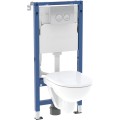 Geberit Duofix Basic zestaw stelażowy z miską WC i deską Selnova Compact Rimfree 48cm+przycisk okrągły Delta25 chrom błyszczący 118.341.21.3