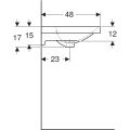 Geberit Acanto umywalka 60x48cm bez otworu na baterię, kolor biały 504.620.01.1 rysunek techniczny