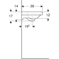 Geberit Acanto umywalka 45x38cm bez otworu na baterię, kolor biały 504.636.01.1 rysunek techniczny