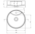 Deante Silia umywalka nablatowa 36 cm granitowa z otworem na baterię, kolor alabaster (biały) CQS_AU4B  rysunek techniczny