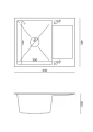 Quadron Luke 116 zlewozmywak stalowy 600x480mm z syfonem, 1 komorowy z ociekaczem ZH6048PVDBLM - rysunek techniczny