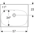 Geberit Acanto umywalka 60x48cm bez otworu na baterię, kolor biały 504.620.01.1 rysunek techniczny
