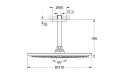 Grohe Rainshower Cosmopolitan 310 deszczownica 31 cm okrągła z ramieniem sufitowym, kolor grafit szczotkowany (brushed hard graphite) 26067AL0 rysunek techniczny