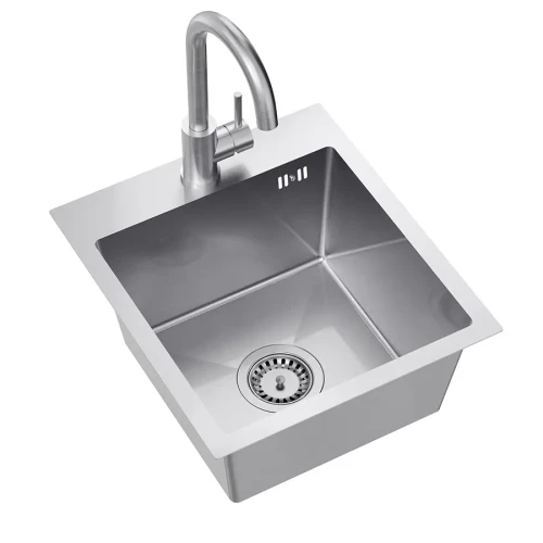 Quadron Luke 90 zlewozmywak stalowy 400x450mm z syfonem, 1 komorowy bez ociekacza+bateria stalowa ZH4045BS_3623500_BS