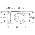 Geberit Icon TurboFlush zestaw miska wisząca 53 cm z deską wolnoopadającą spłukiwanie wirowe, kolor biały-mat 503.046.JT.1  rysunek techniczny