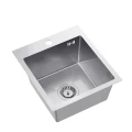 Quadron Luke 90 zlewozmywak stalowy 400x450mm z syfonem, 1 komorowy bez ociekacza +bateria stalowa z elastyczną wylewką ZH4045BS_3323503BL