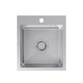 Quadron Luke 90 zlewozmywak stalowy 400x450mm z syfonem, 1 komorowy bez ociekacza +bateria stalowa z elastyczną wylewką ZH4045BS_3323503BL
