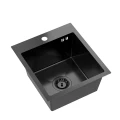 Quadron Luke 90 zlewozmywak stalowy 400x450mm z syfonem, 1 komorowy bez ociekacza +bateria kuchenna kolor black metal ZH4045PVDBLM_3623500_PVDBLM