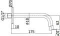 Paffoni Light wylewka L-175 mm, kolor stal szczotkowana ZBOC045ST  rysunek techniczny