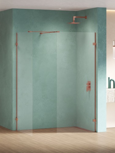 New Trendy Eventa Copper Shine kabina prysznicowa Walk-in 130x90x200 cm szkło przejrzyste, profile miedź połysk EXK-6568