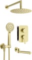 Zestaw Prysznicowy Podtynkowy Deante Arnika Z Deszczownicą I Wylewką Wannową Kolor Złoty Szczotkowany BXYYRQAM