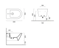 Catalano Zero bidet podwieszany 55 cm, kolor biały mat 1BS55NBM/0118551021 rysunek techniczny