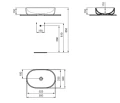Ideal Standard I.LIFE O umywalka nablatowa 55 cm, bez otworu na baterię, kolor biały T573201 rysunek techniczny