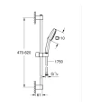 Grohe Tempesta Cube 110 zestaw prysznicowy z drążkiem, kolor chrom 27786003 rysunek techniczny