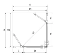 New Trendy Eventa kabina kwadratowa 80x80x200 cm, szkło przejrzyste profile chrom połysk EXK-4528 - rysunek techniczny
