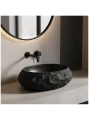Rea Mike Black umywalka nablatowa o strukturze kamienia 50x38 cm, kolor czarny mat REA-U4333