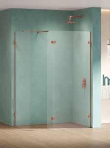 New Trendy Eventa Copper Shine ścianka Walk-in U 80x200 cm szkło przejrzyste, profile miedź połysk EXK-6546