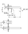 Grohe Essence bateria umywalkowa podtynkowa rozmiar L wylewka 230 mm, kolor chrom 29193001 rysunek techniczny