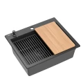 Quadron Kurt 110 Workstation Graniteq zlewozmywak granitowy pure carbon  59,5 x50 cm + pakiet Pure Carbon, kolor czarny HCQK5052BLM_PC