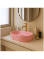 Rea Vanda umywalka nablatowa 49 cm, ryflowana, kolor różowy mat (Bubble Gum matt) REA-U6376