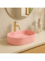 Rea Vanda umywalka nablatowa 49 cm, ryflowana, kolor różowy mat (Bubble Gum matt) REA-U6376