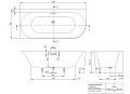 Wanna Villeroy&Boch Loop&Friends Embrace 170x75cmUBA170LOF9CL00V-01  - rysunek techniczny
