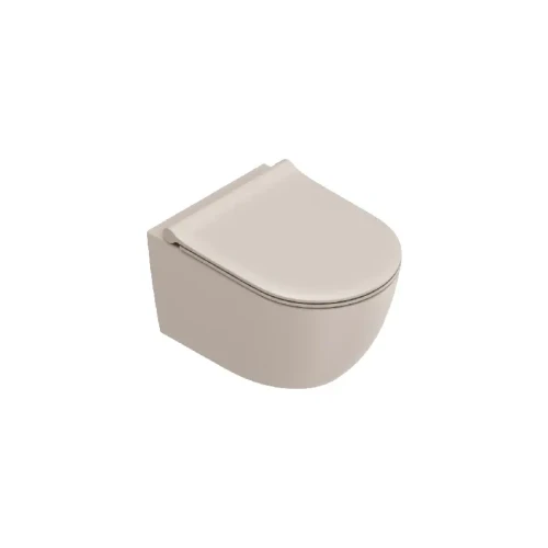 Catalano Sfera Silentech Miska wisząca bezrantowa 50x35 cm z deską wolnoopadającą (z mocowaniami 5KFST00 )  kolor beżowy mat ( Seta Satinato)  0511500031+0551200031+9056060000