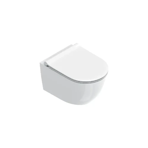 Catalano Sfera UpFIX Silentech Miska wisząca bezrantowa 50x35 cm z deską wolnoopadającą (z mocowaniami), kolor biały 0511700001+0551250001