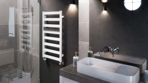 Terma VIVO grzejnik łazienkowy 1150x300 mm, podłączenie SX kolor biały mat (KJ16) WGVOV115030KJ16SX