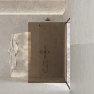 AD Naturalnie Como Wall ścianka prysznicowa walk-in 120cm szkło brązowe profil miedź szczotkowana SPR-001BR-120MSZ