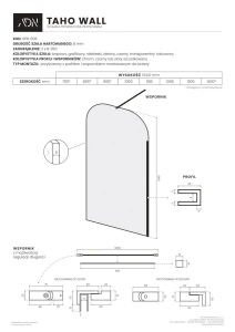 AD Naturalnie Taho Wall ścianka prysznicowa walk-in 100cm szkło satynowe profil czarny SPR-003ST-100CZ